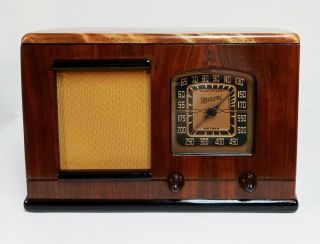 Old Antique Wood Marconi Vintage Tube Radio - Restored & Deco Table Top 2