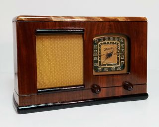 Old Antique Wood Marconi Vintage Tube Radio - Restored & Deco Table Top 6