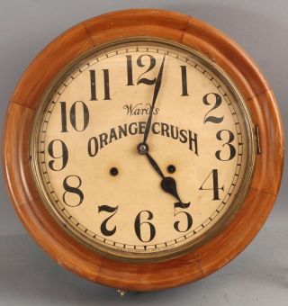 Antique Early Advertising Ward ' s Orange Crush Soda Fountain Ingraham Wall Clock 2