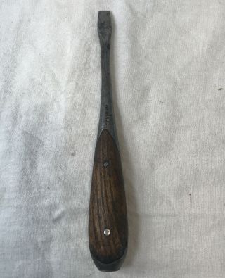 Vintage/ Antique German Full Tang Flat Head Screwdriver With Wooden Handle 5.  75”