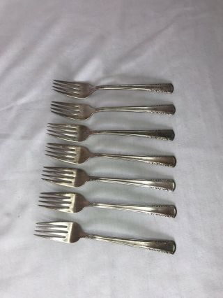Set Of 7 Holmes & Edwards Forks 6 - 3/4” May Queen Inlaid Is