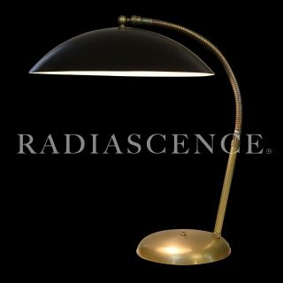 Kurt Versen Streamline Atomic Space Age Modern Saucer Brass Table Lamp Sarfatti