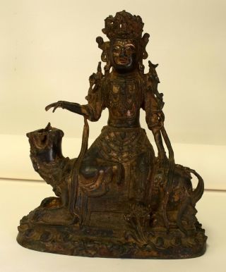 Vintage Early 20th Century Chinese Republic Bronze Lacquered Painted Buddha