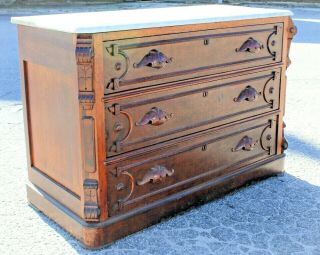 Antique Marble Top Dresser / Chest Of Drawers Victorian Walnut