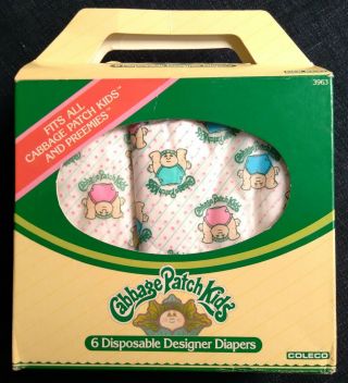 Vintage (1984) Cabbage Patch Kids 6 Disposable Designer Diapers Fits All Cp Kids