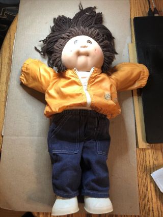 Vintage 1984 Cabbage Patch Doll Brown Hair With Clothing