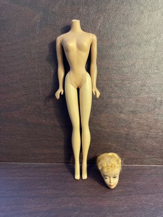 Vintage 4 Blonde Ponytail Barbie Doll Head & Body - Tlc