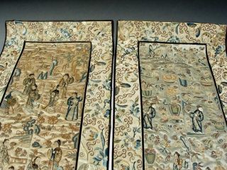 ANTIQUE CHINESE EMBROIDERED SILK PANELS WITH FIGURES 2