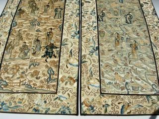 ANTIQUE CHINESE EMBROIDERED SILK PANELS WITH FIGURES 3