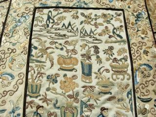 ANTIQUE CHINESE EMBROIDERED SILK PANELS WITH FIGURES 4