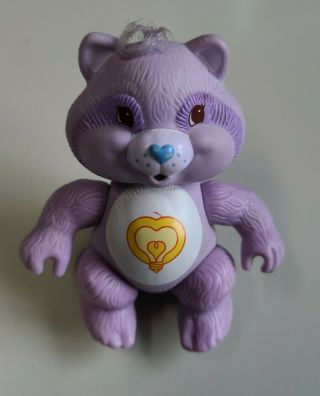 Vintage Care Bear Bright Heart Raccoon Cousin Poseable Figure Purple 1985 Agc