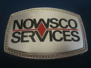 Vintage Metal Belt Buckle Nowsco Services [j10c]