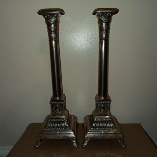 (2x) Hf Austria Solid Sterling Silver Candlesticks From The 1890 