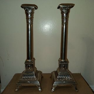 (2x) HF Austria Solid Sterling Silver Candlesticks from the 1890 ' s 2