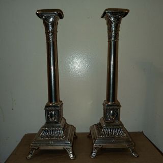 (2x) HF Austria Solid Sterling Silver Candlesticks from the 1890 ' s 3