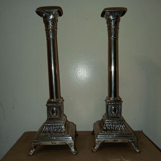 (2x) HF Austria Solid Sterling Silver Candlesticks from the 1890 ' s 4