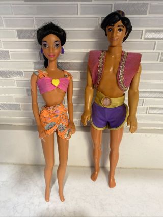 Vintage Disney Aladdin Prince Ali/ken Barbie Doll Jasmine 12”toy Mattel