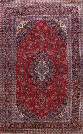 Vintage Traditional Floral Red/navy Ardakan Area Rug Hand - Knotted Carpet 8x12 Ft