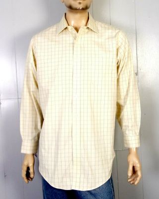 Vtg Brooks Brothers Euc Pale Yellow Blue Check Dress Shirt Traditional L 16.  5 33
