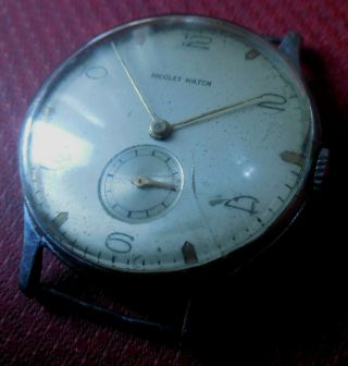 Vintage 1940s Oversized Nicolet Watch 15 Jewels Swiss Made Running Wristwatch