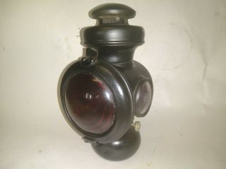 Vintage Antique Ford Model T Oil Lamp Kerosene Lantern Tail Light Red Glass