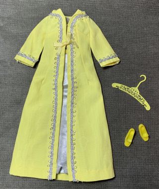 Vintage Barbie Silver Polish Yellow Long Coat Jumpsuit Pilgrim Shoes 1492