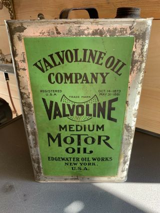Early Antique Valvoline Oil Company Edgewater Oil Work 5 Gallon Motor Oil Medium