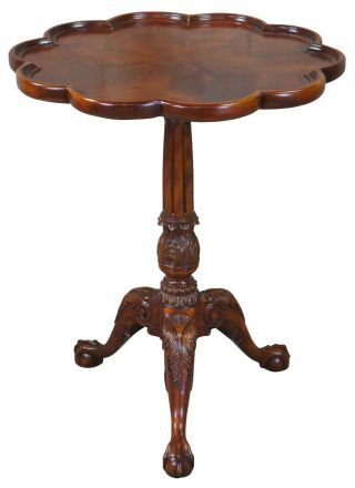 Vintage George Iii Chippendale Style Mahogany Pie Crust Side Table Ball Claw 29 "