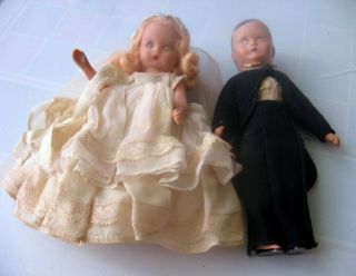Vintage Storybook Bride And Groom Dolls Approx 6 Inches Tall