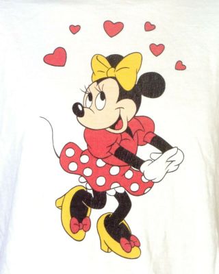 vtg 70s 80s Disney Character Fashions Minnie Mouse T - Shirt Raglan Ringer sz M/L 2