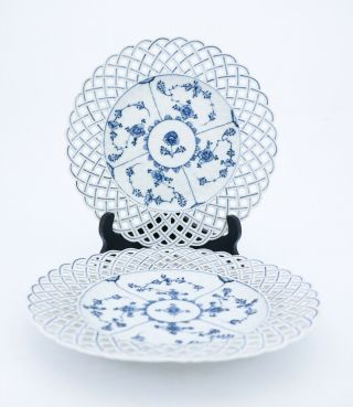 2 Antique Serving Dishes - Blue Fluted - Royal Copenhagen - Full Lace