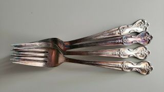 4 Antique Vintage Collectible Forks 6.  75 " Wm Rogers Mfg Co Silver Plate - Extra