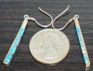 Vintage Sterling Silver 925 Opal Hook Earrings Dangle 3.  3G 3