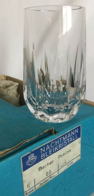 Vintage Set Of 6 Nachtmann Cut To Clear Crystal Tumbler Stemless Wine Glasses