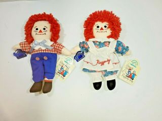 Vintage 1991 8” Raggedy Ann And Andy By Applause Soft Body.