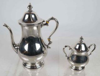 Gorgeous Preisner Sterling Silver Coffee Pot & Sugar Bowl,  With C - Scroll Handles