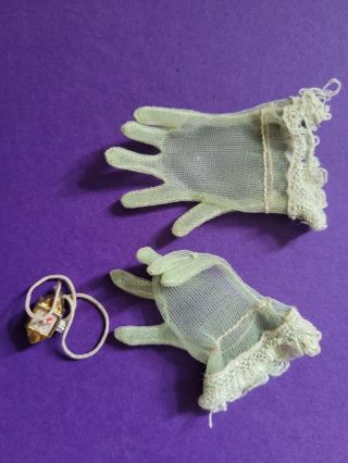 Vintage Cissy doll green gloves and watch. 2