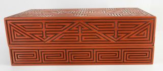 Antique Vintage Chinese Cinnabar Carved Tixi Lacquer Covered Sutra Box 4