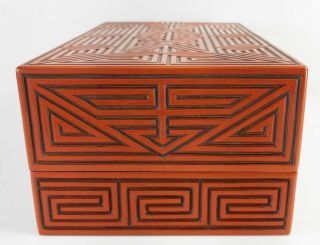 Antique Vintage Chinese Cinnabar Carved Tixi Lacquer Covered Sutra Box 5