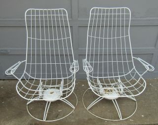 Vintage Pair Mid Century Modern Homecrest Patio Spring Rocking Lounge Chairs
