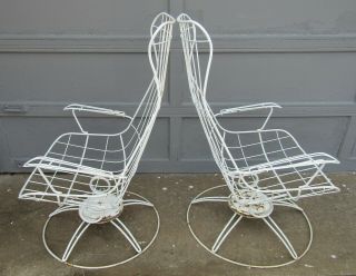 Vintage Pair Mid Century Modern Homecrest Patio Spring Rocking Lounge Chairs 2