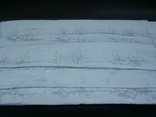 A Good Antique Chinese Brocade Misty Blue Silk Bolt Panel W Flowers 587 " Length