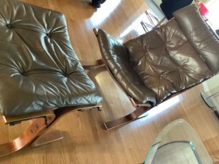 Mid Century Modern Mcm Westnofa Siesta Rosewood Leather Lounge Chair & Ottoman
