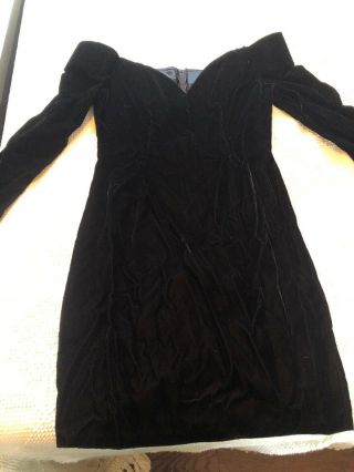 Roberta Vintage 80s Black Velvet Off Shoulder Prom Party Formal Dress Size 7/8