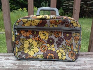 Vintage 60s 70s Bantam Floral Flower Mod Hippie Travelware Luggage Bag Suitcase