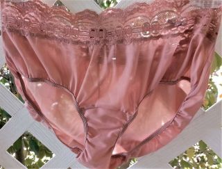 Vtg Olga Cedar Rose Silky Nylon Back Seamed Panty W/3 " Lace Waistband 7/l