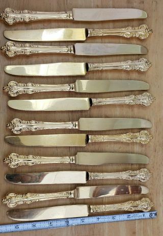 Set Of 12 Ornate Gold Plated Dinner Knives