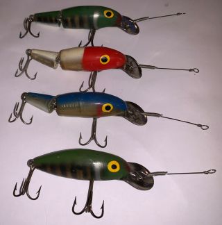 4 Old Vintage Wallsten Tackle Cisco Kid Fishing Lures 3 Jointed