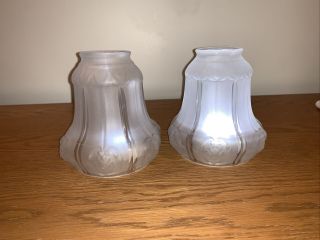 2 Matching Vintage Light Shade Victorian Lamp Antique Frosted Satin Glass 2