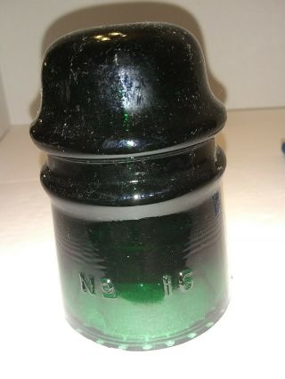Mclaughlin No 16 Dark Emerald Green Glass Antique Insulator.